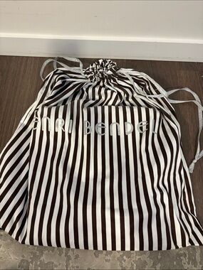 henri bendel Brown and White Striped Drawstring Dust Bag